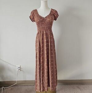 Patrons Of Peace XS Maxi dress floral print burnt orange open back